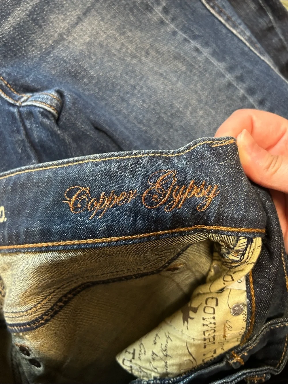Cowgirl Tuff Co. Copper Gypsy Women’s Bootcut Jeans Dark Wash Western Rodeo W25
